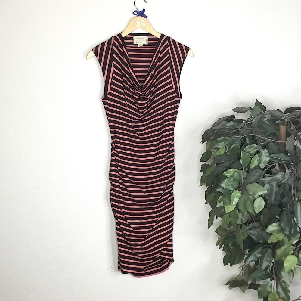 Nicole Miller Artelier Striped Ruched Dress